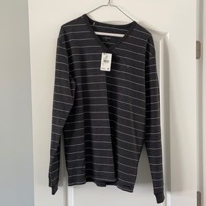 Mens black and white striped long sleeve shirt